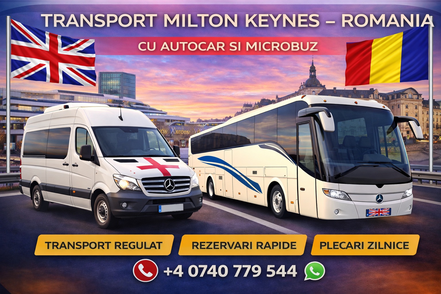 Transport persoane Milton Keynes România, imagine reprezentativă pentru curse din Anglia spre țară