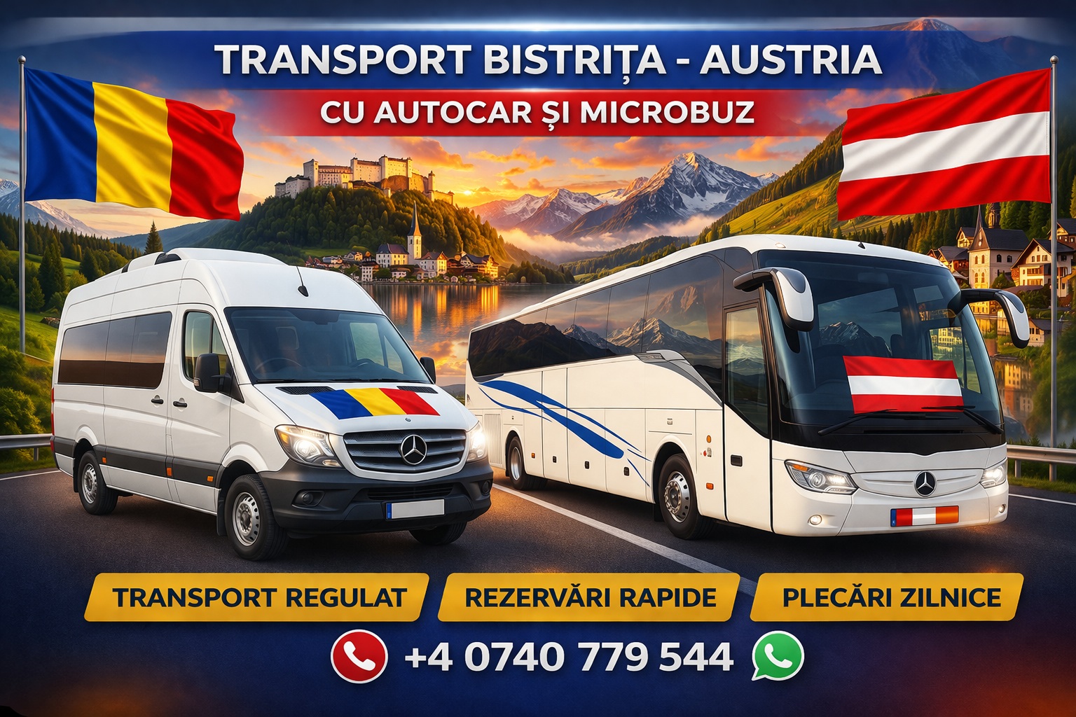 Transport persoane Bistrița Austria cu plecare sigură și curse regulate